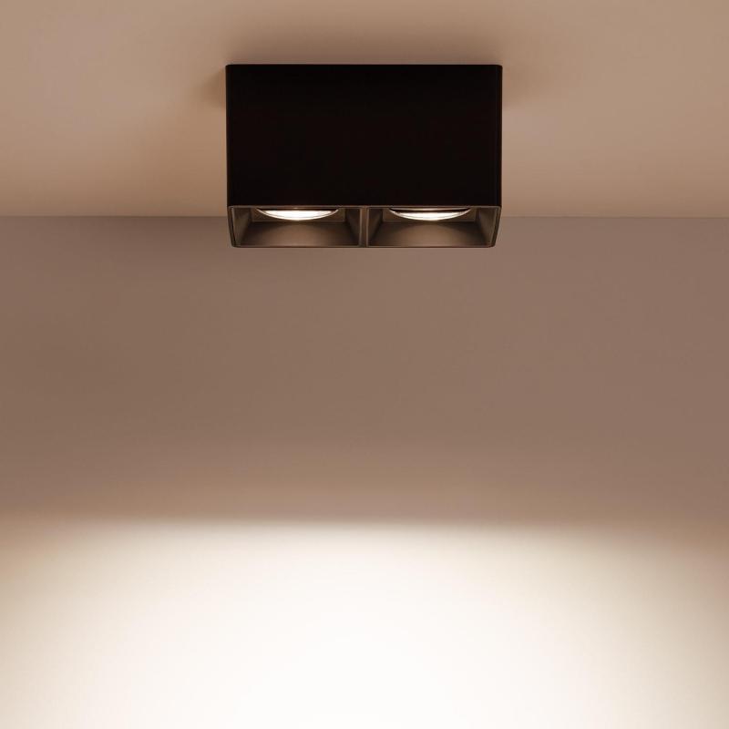 Product of Space Square Double Ceiling Spotlight with GU10 Bulb in Black 