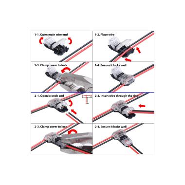 Product of T-Type 2 Pole Connector with 0.5mm Unwrapped Cable for IP40 LED Strips