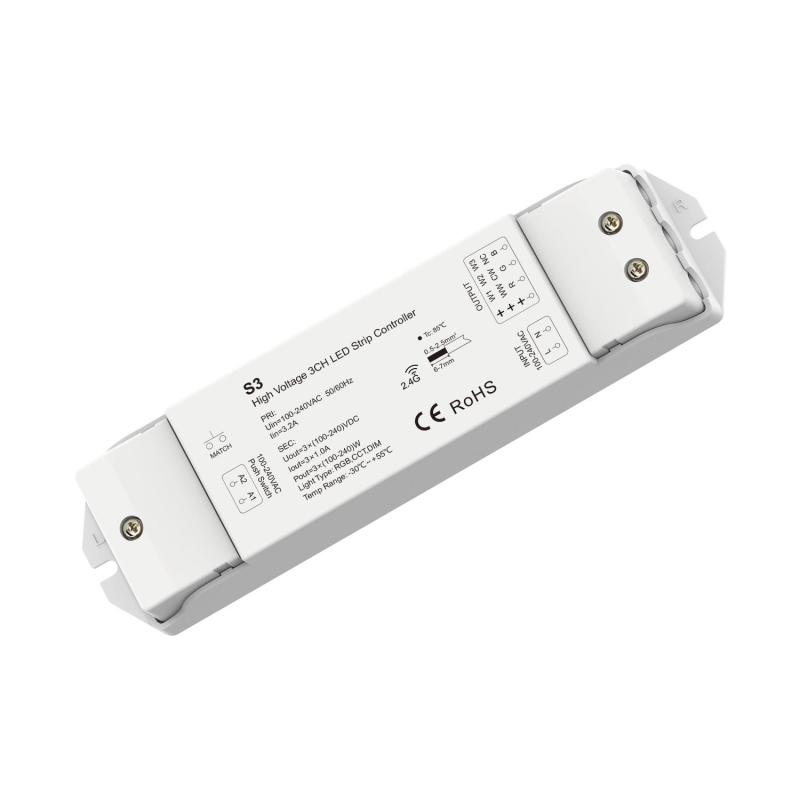 Product van LED Strip Controller/Dimmer LED Monocolor/CCT/RGB 220-240V AC compatibel met drukknop en RF Controller
