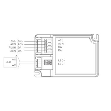 Product van Driver BOKE Dimbaar DALI/PUSH 200-240V No Flicker Uitgang 6-30V 800-2000mA 60W BK-DEL060