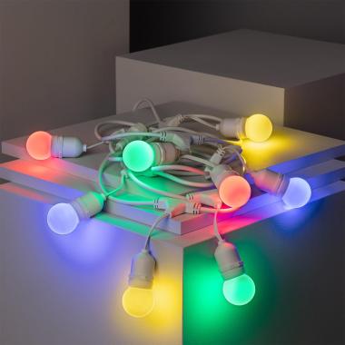 Produit de Kit Guirlande Waterproof 5.5m Blanche + 8 Ampoules LED E27 G45 3W de Couleurs 