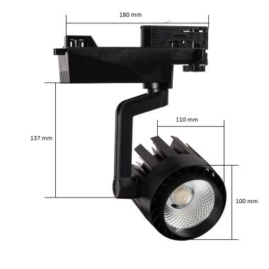 Produit de Spot LED Dora 30W Noir pour Rail Triphasé (3 Allumages)