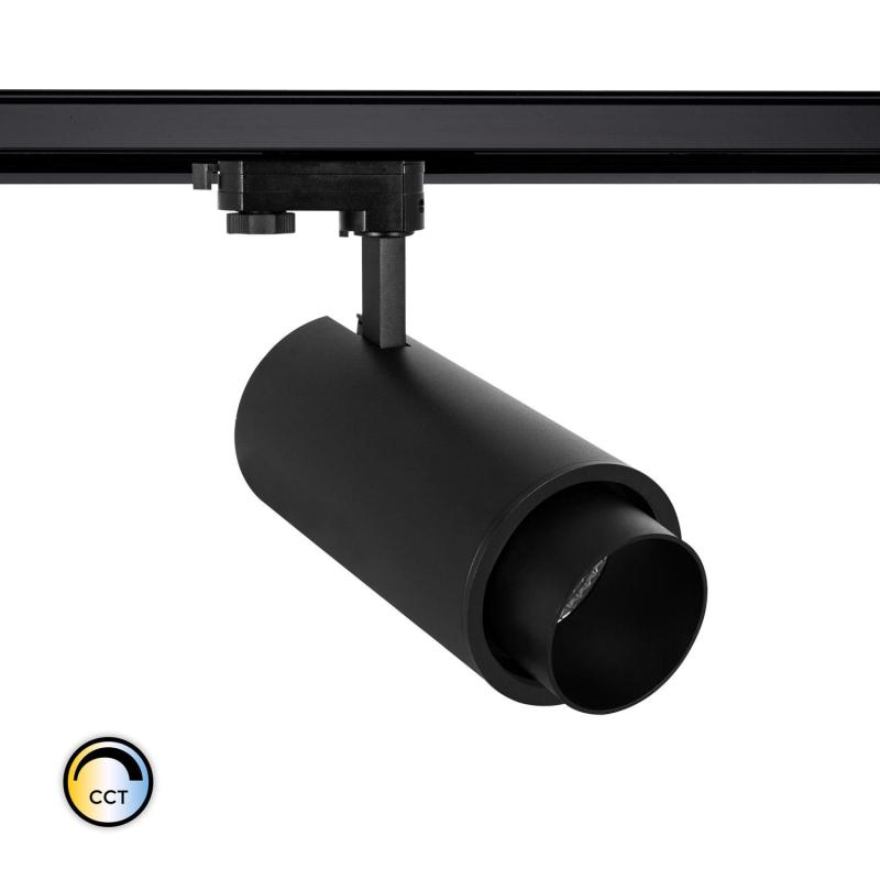 Produit de Spot LED New d'Angelo 40W Noir CCT CRI90 LIFUD Télescopique pour Rail Triphasé (3 Allumages)