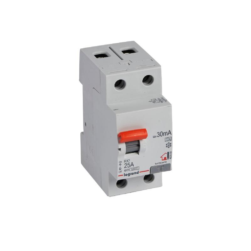 Produit de Interrupteur Différentiel Résidentiel 2P-30mA 6kA Class AC 25-40A RX³ LEGRAND 402059