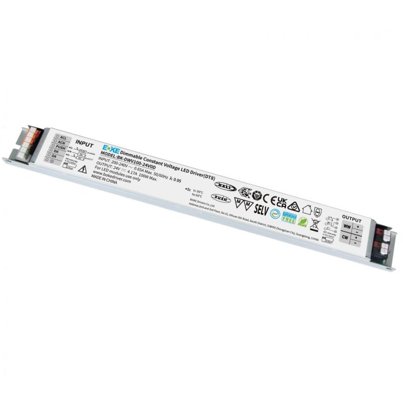 Produit de Bloc d'Alimentation BOKE Dimmable DALI/PUSH CCT 24V DC 100W 4.17A BK-DWV100