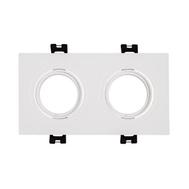 Produit de Collerette Downlight Carrée Orientable pour 2 Ampoules LED GU10/GU5.3 Coupe 75x150mm