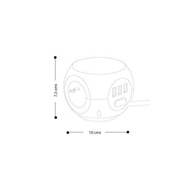 Produkt von Mehrfachadapter Combiball mit kabelloser Ladung 3 Typ "F" Schuko-Anschlüsse + 3 USB-A 1.4m SIMON BM516302