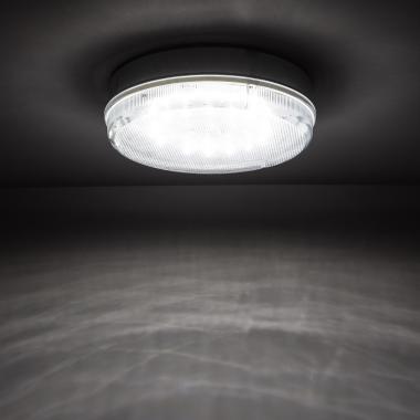 Product van Plafondlamp LED 24W Rond Outdoor Ø285 mm IP65 met niet Permanent Noodverlichting Hublot Transparant  