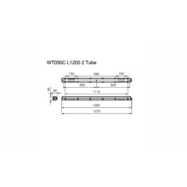 Produit de Réglette Étanche IP65 PHILIPS Ledinaire 120cm WT050C pour Deux Tubes LED