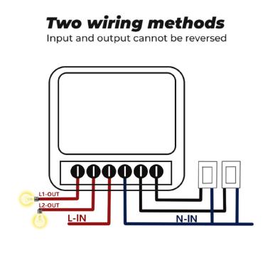 Produit de Commutateur Wifi Mini Compatible avec Interrupteur Conventionnel 2 Canaux