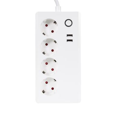 Product van Verlengsnoer  WiFi 4 Stopcontacten Tipo F Schuko + 2 xUSB 