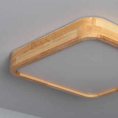 Product van Plafondlamp LED 20W Vierkant Hout 400x400 mm  CCT Selecteerbaar Kayu