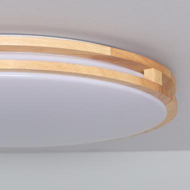 Produit de Plafonnier LED Rond Bois 20W CCT Sélectionnable Donati Ø405 mm 