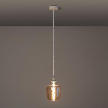 Product of White Lampholder Braided Textile Cable Pendant Lamp 