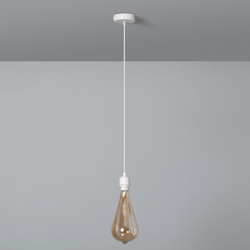 Product van Plafondplaat met Fitting voor Hanglamp met Witte Textielkabel 