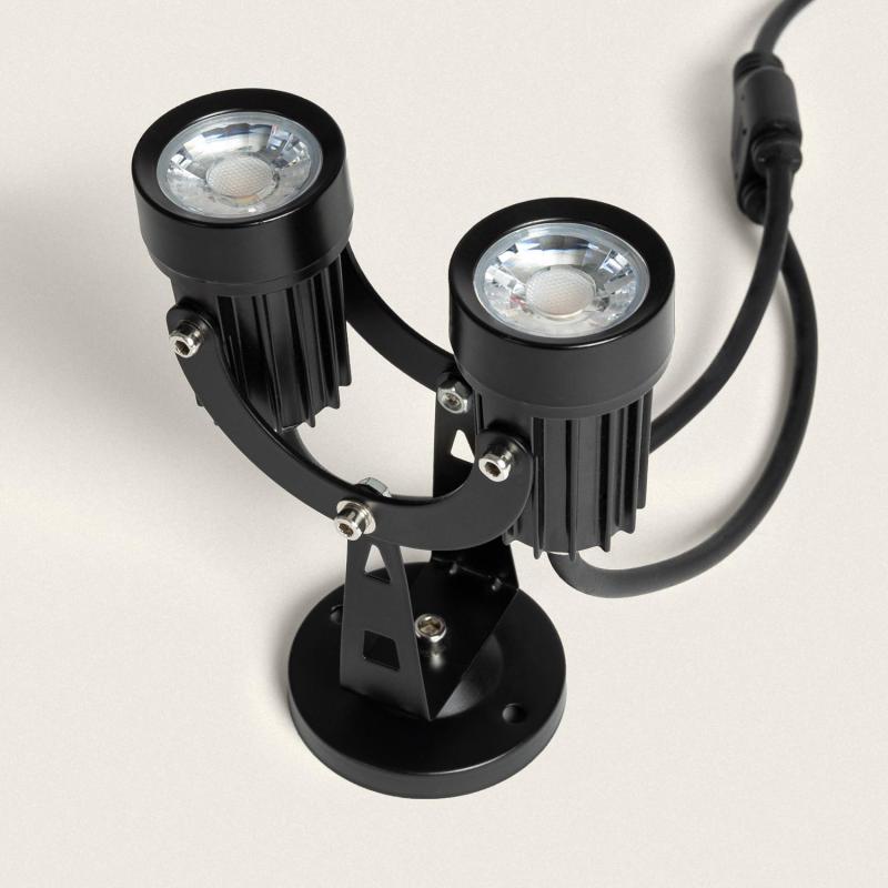 Produit de Spot Extérieur LED Double 6W en Saillie Aluminium 14cm Hevlot