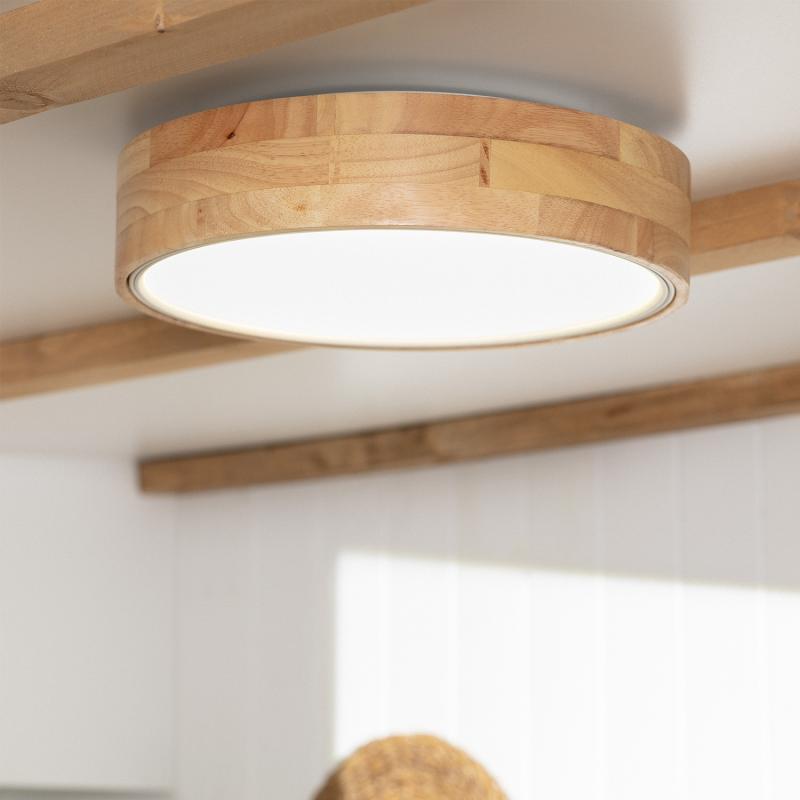 Product van Plafondlamp LED 15W Rond Hout Ø370mm CCT Selecteerbaar Dari