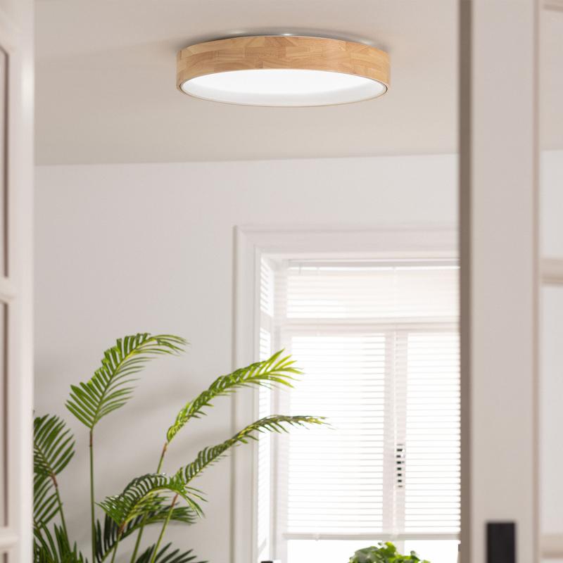 Produit de Plafonnier LED Rond Bois 30W CCT Sélectionnable Dari Ø570 mm