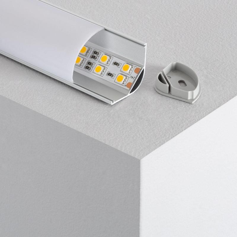 Prodotto da Profilo in Alluminio ad Angolo con Copertura Continua per Strisce LED fino a 20mm