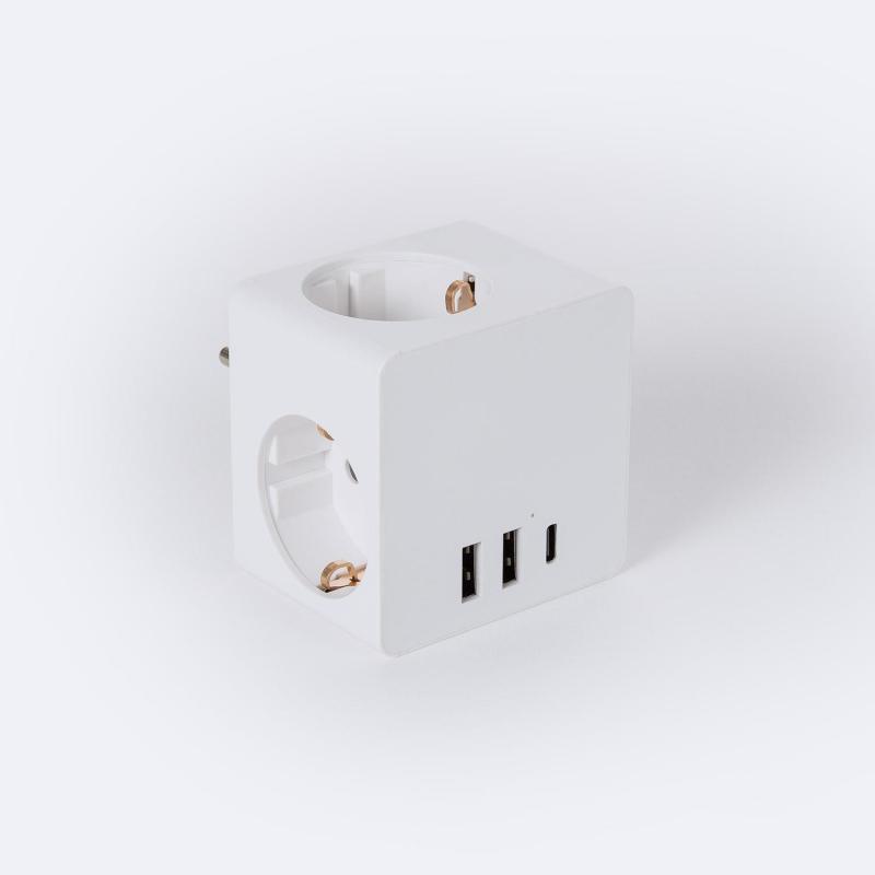 Produkt od Trojitý Zásuvkový Adaptér Typu F Schuko + 2 USB-A + 1 USB-C