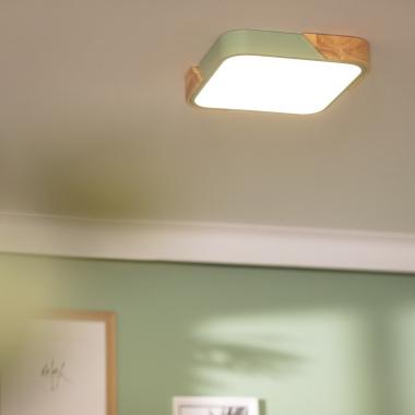 Produkt od Přisazené Stropní Čtvercové 18W LED Svítidlo ze Dřeva CCT dle Výběru Semi-Dari 325x325 mm