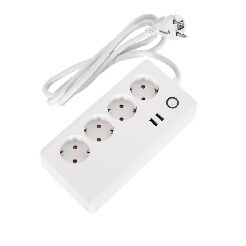 Product van Verlengsnoer  WiFi 4 Stopcontacten Tipo F Schuko + 2 xUSB 