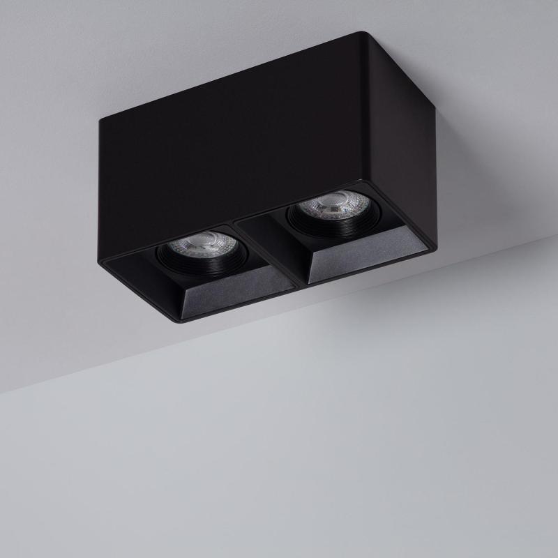 Product of Space Square Double Ceiling Spotlight with GU10 Bulb in Black 