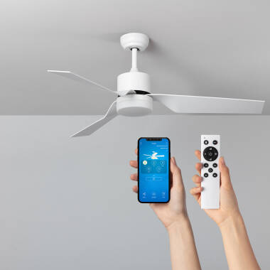 Minimal Silent Ceiling Fan with DC Motor in White 132cm