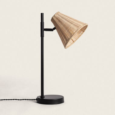 Cesto Metal & Rattan Table Lamp