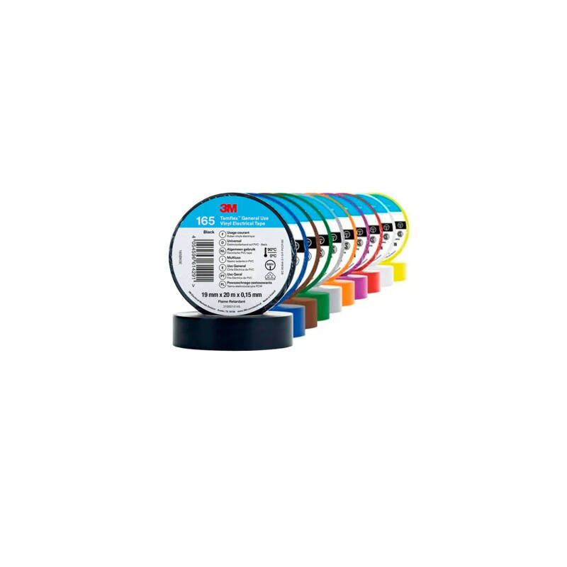 Product of Pack of 10 Temflex 165 Multicoloured PVC Insulating Tapes 19mm x 20m 3M 7100278675