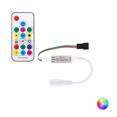 Contrôleur Variateur Mini Ruban LED RGBIC Numérique SPI 5-24V DC avec Télécommande RF