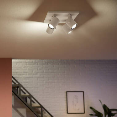 Produit de Plafonnier LED RGBW White Color Argenta 4 Spots 4x6W PHILIPS Hue 