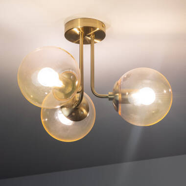 Product of Moonlight Brass Metal & Glass 3 Spotlight Ceiling Lamp