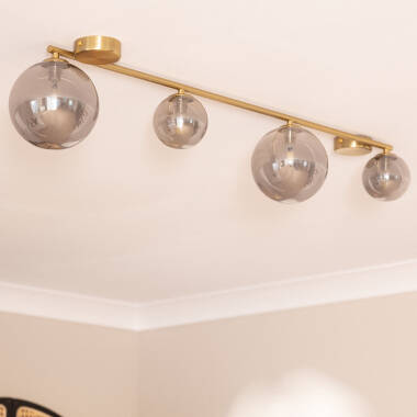 Prodotto da Lampadario in Metallo e Vetro Moonlight Brass 4 punti luce