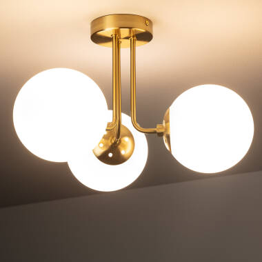 Product van Hanglamp Metaal en Glas Moonlight Brass 3spots