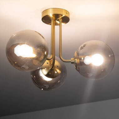 Produkt von Deckenleuchte Metall und Glas Moonlight Brass 3 Strahler