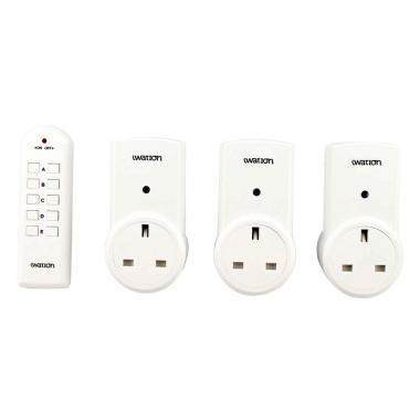 White UK Plug with an RF Remote Control