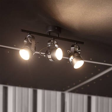 Product van Plafondlamp  Verstelbaar Aluminium  3 Spots Zwart Sinner 