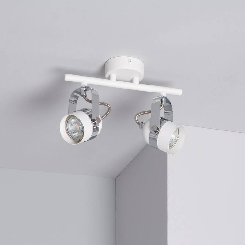 Product van Plafondlamp  Verstelbaar Aluminium  2 Spots Wit Sinner 