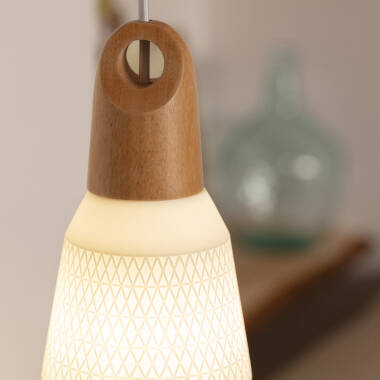 Product van Hanglamp Keramiek en Hout Retilles 