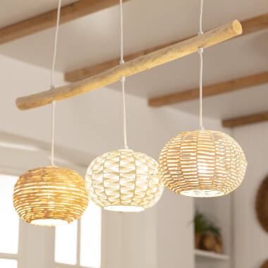 Produit de Suspension Rotin et Bois Linfen