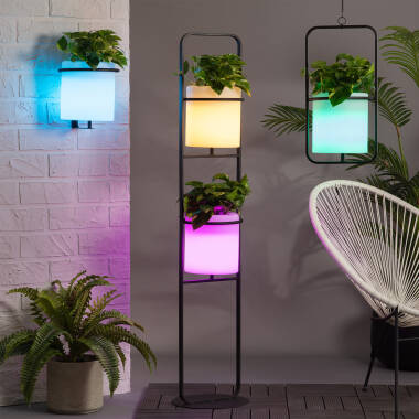 Produit de Lampe Murale LED Extérieure Jardinière RGBW 22cm Rechargeable IP65 