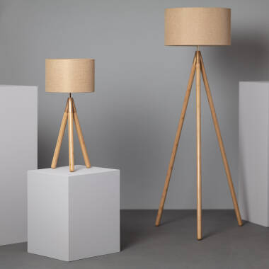 Produit de Lampadaire Bois et Tissu Wolby 