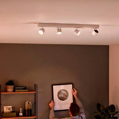 Product van Plafondlamp LED Dimbaar WarmGlow met 4 Spotlights LED 4x4.5W PHILIPS Star