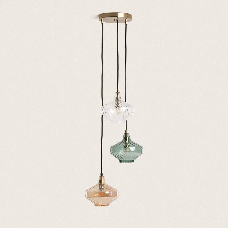 Product of Blas 3 Spotlight Metal & Glass Pendant Lamp 