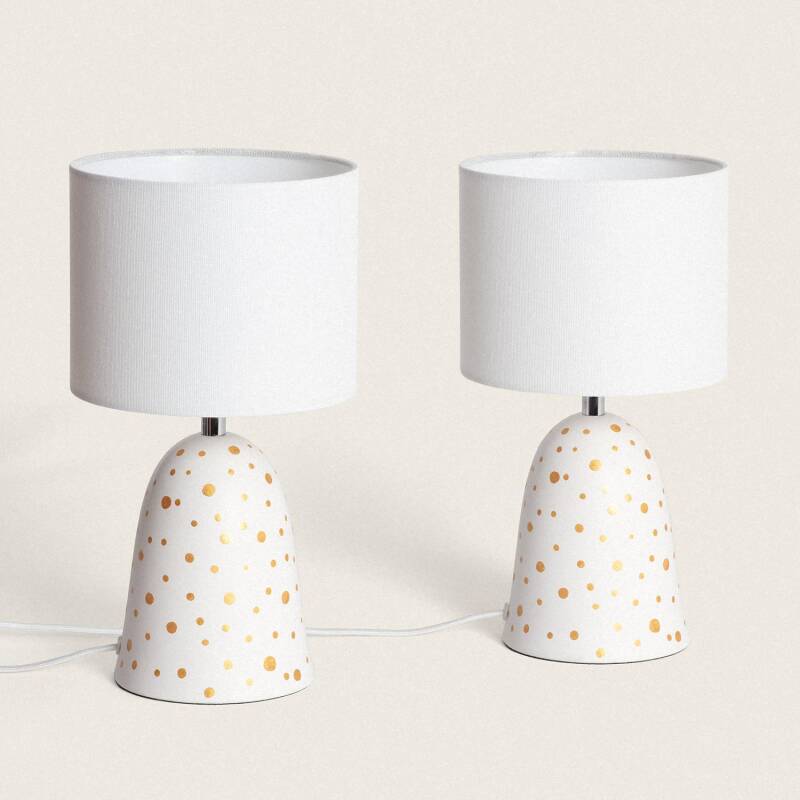 Produit de Pack de 2 Lampes à Poser Céramique et Tissu Argua