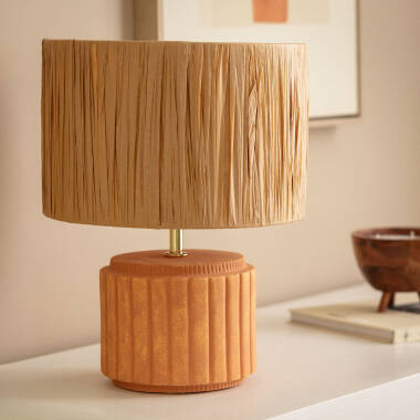 Produit de Lampe à Poser Céramique et Raphia Kinney