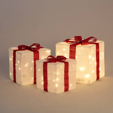 Product van Set van 3 LED-kerstcadeau Dozen op Batterijen Noelle