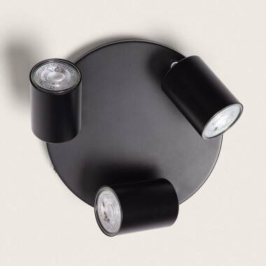 Prodotto da Lampada da Soffitto Circolare Orientabile Metallo 3 Faretti Albus Nero