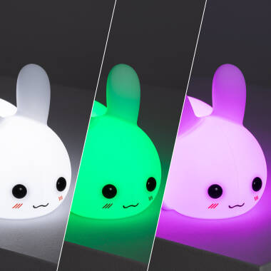 Produit de Veilleuse LED pour enfants en silicone RGB Lapin avec batterie 